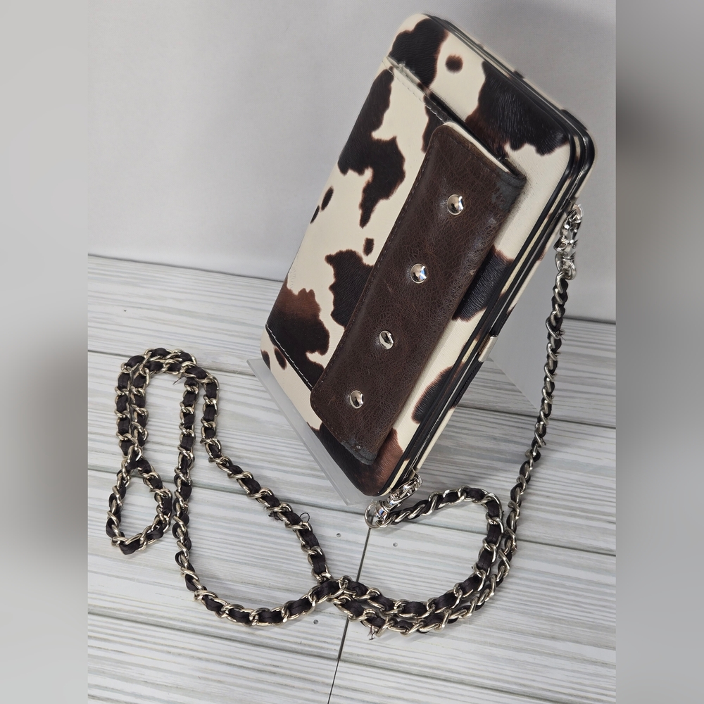 Paige Products Cow Print Wallet with Chain Strap - Crossbody Clutch